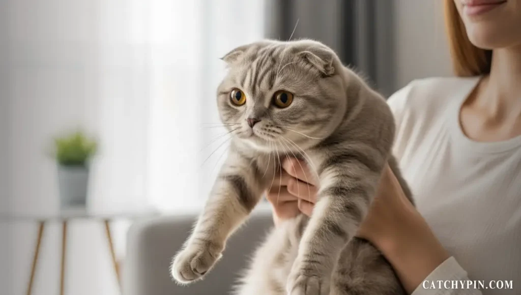 قط اسكتلندي مطوي الأذن كامل الجسد بطابع هادئ