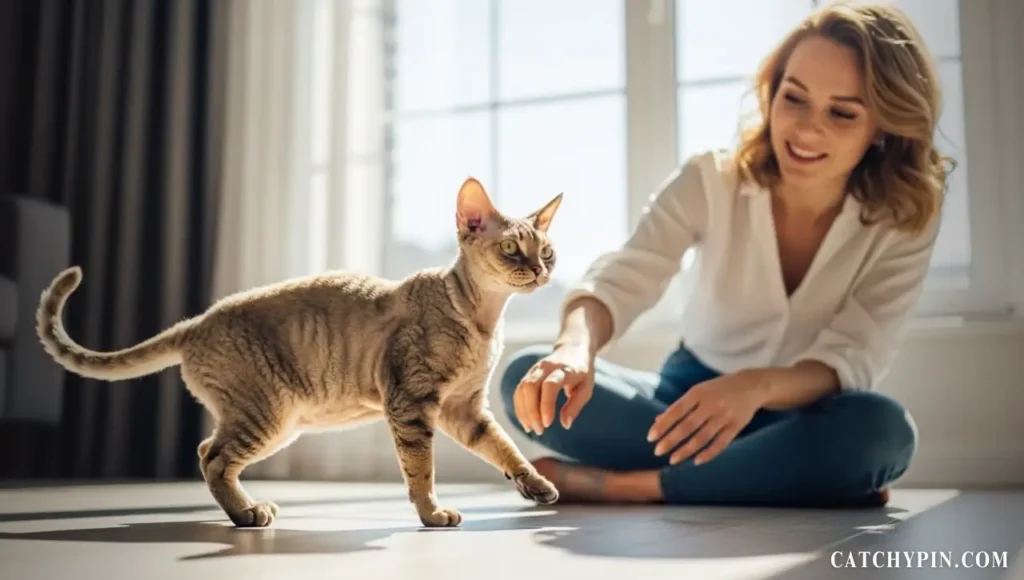 قط ديفون ريكس كامل الجسد بفراء قصير مجعد