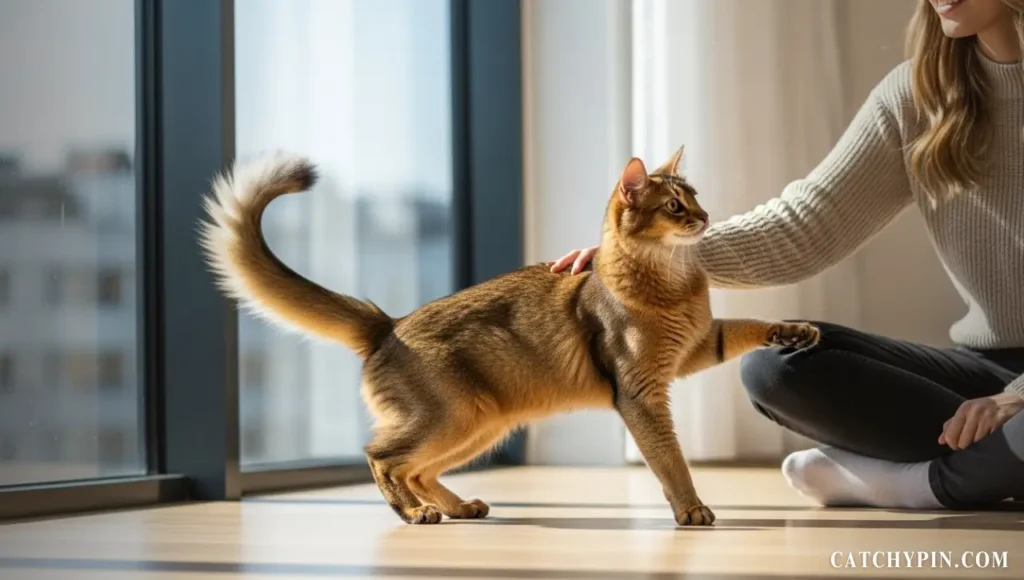 قط سومالي كامل الجسد بفراء طويل وذيل كثيف