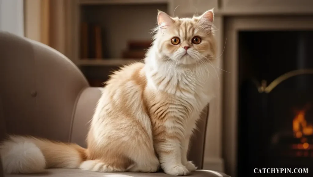 القط الشيرازي بفراء طويل وأنيق في المنزل