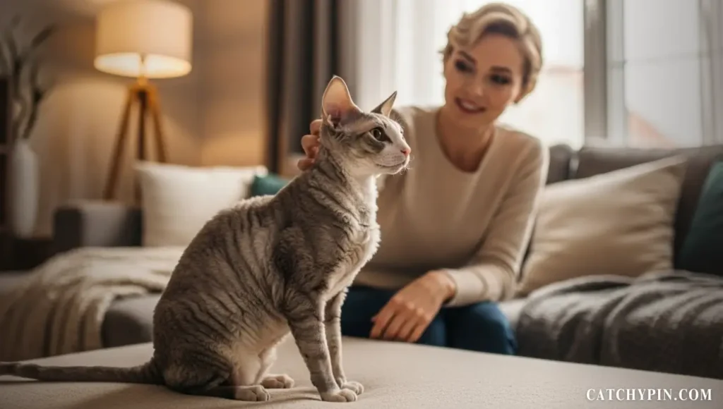 قط كورنيش ريكس كامل الجسد بفراء مجعد ناعم