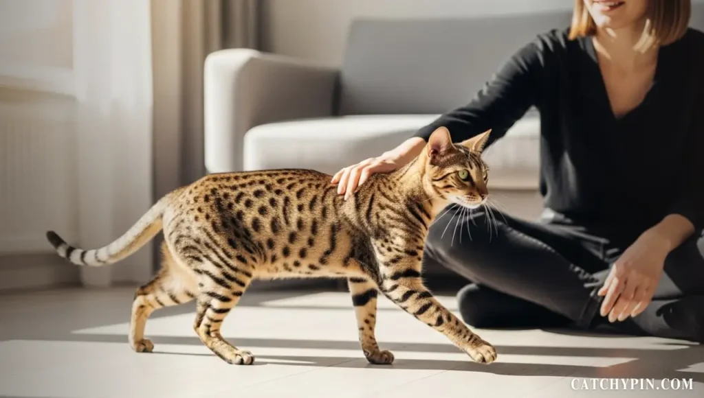 قط مصري ماو كامل الجسد بفراء قصير مرقط ونشيط