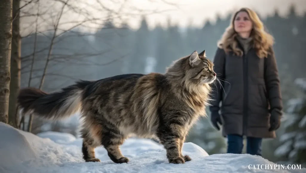 قط نرويجي كامل الجسد بشعر طويل كثيف مقاوم للبرد