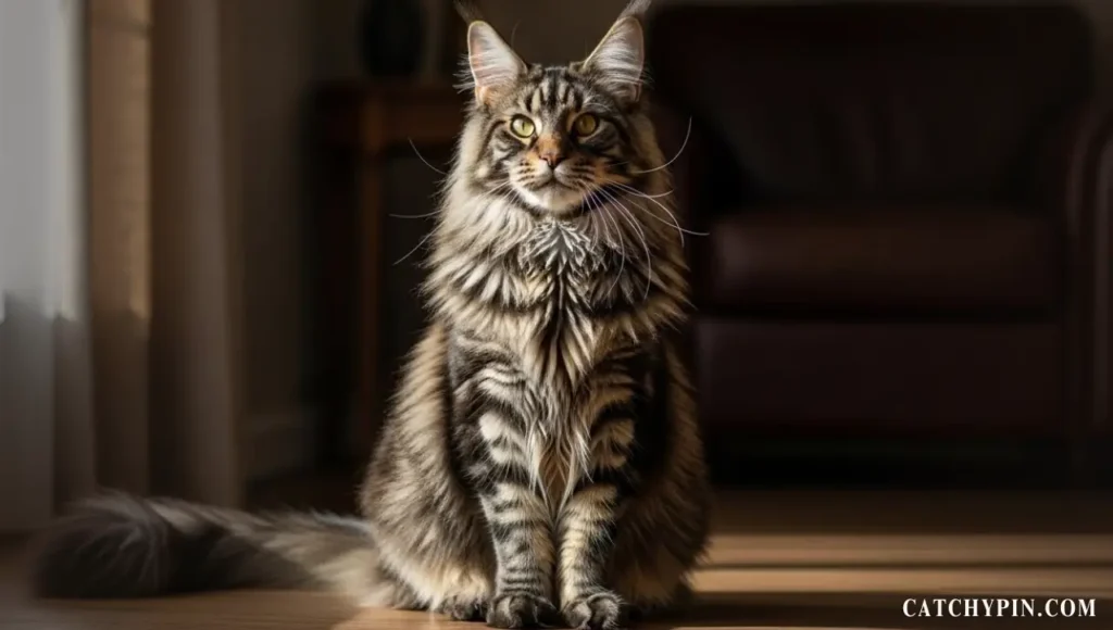 القط ماين كون الأمريكي بفراء طويل وحجم كبير