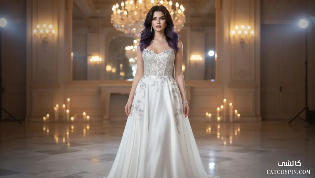 فستان سهرة أبيض كامل يمنح المرأة أناقة وفخامة لافتة موديلات فساتين سهرة باللون الأبيض