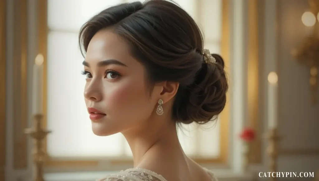 تسريحة شعر مرفوعة كلاسيكية أنيقة للمناسبات الرسمية