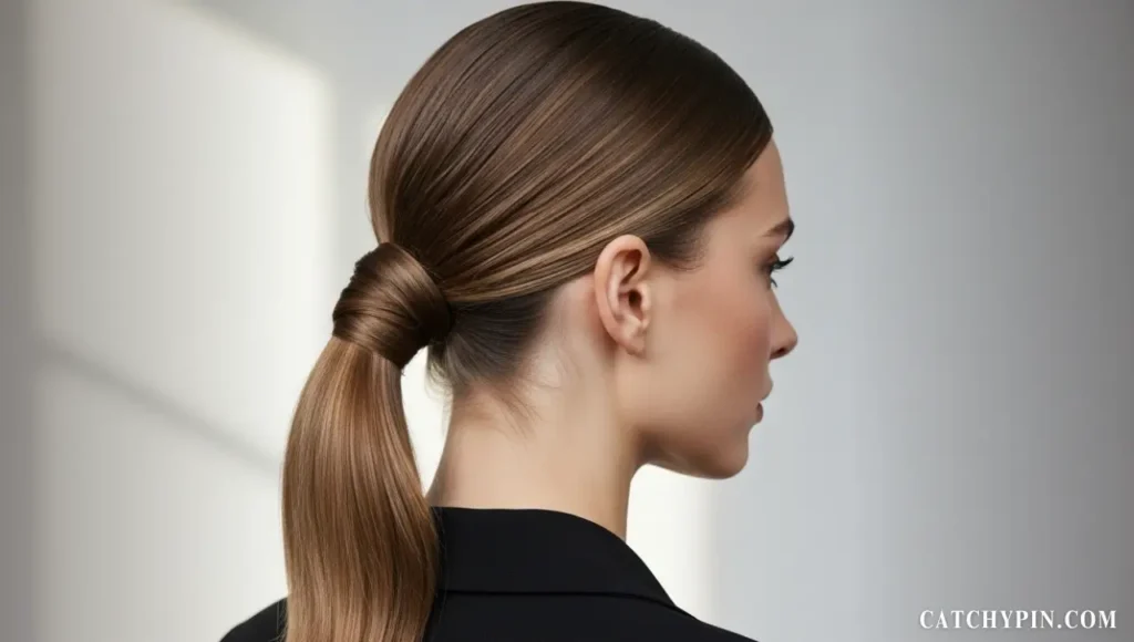 ذيل الحصان المنخفض الملتوي لإطلالة أنيقة