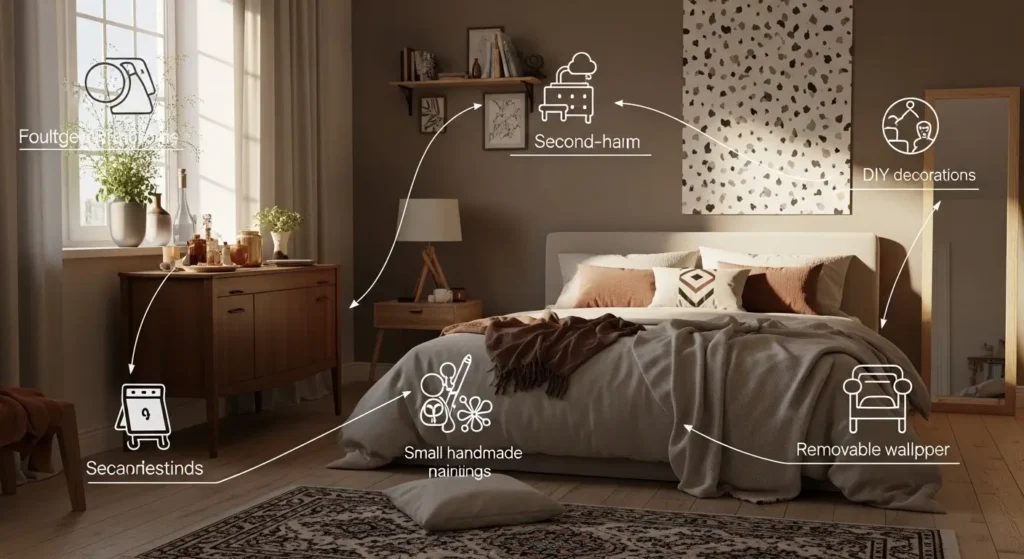 ديكور غرف النوم أنيقة بزخارف مبتكرة وميزانية منخفضة
