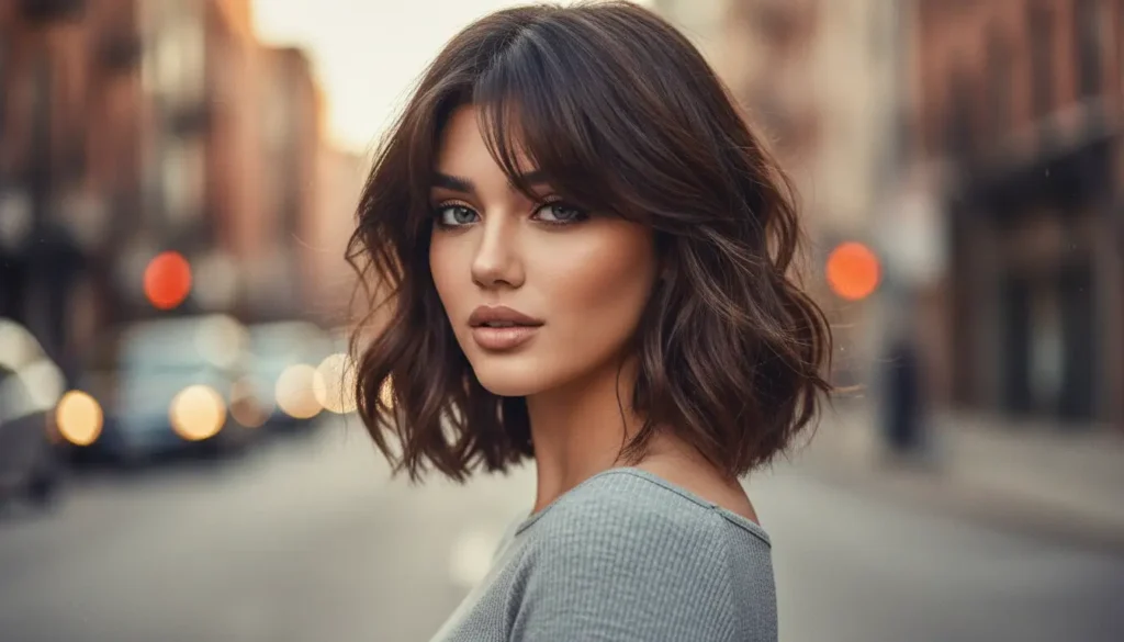 تسريحة البوب الشاغي مع الغرة الجانبية بشكل عصري