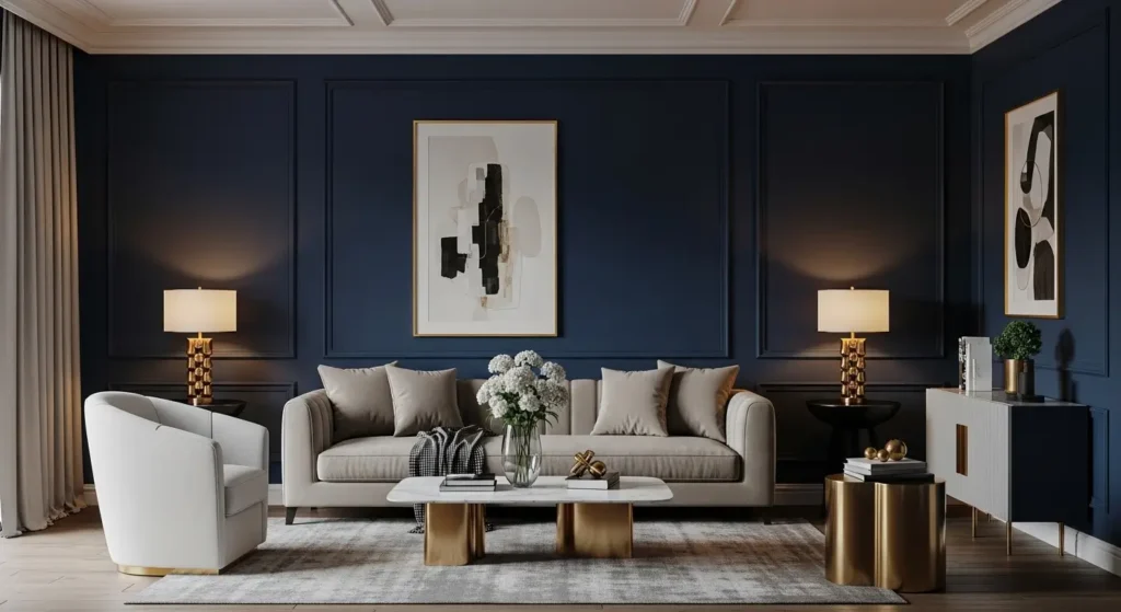 الوان دهانات الحوائط بالصور الأزرق الداكن في دهانات الحوائط الفاخرة