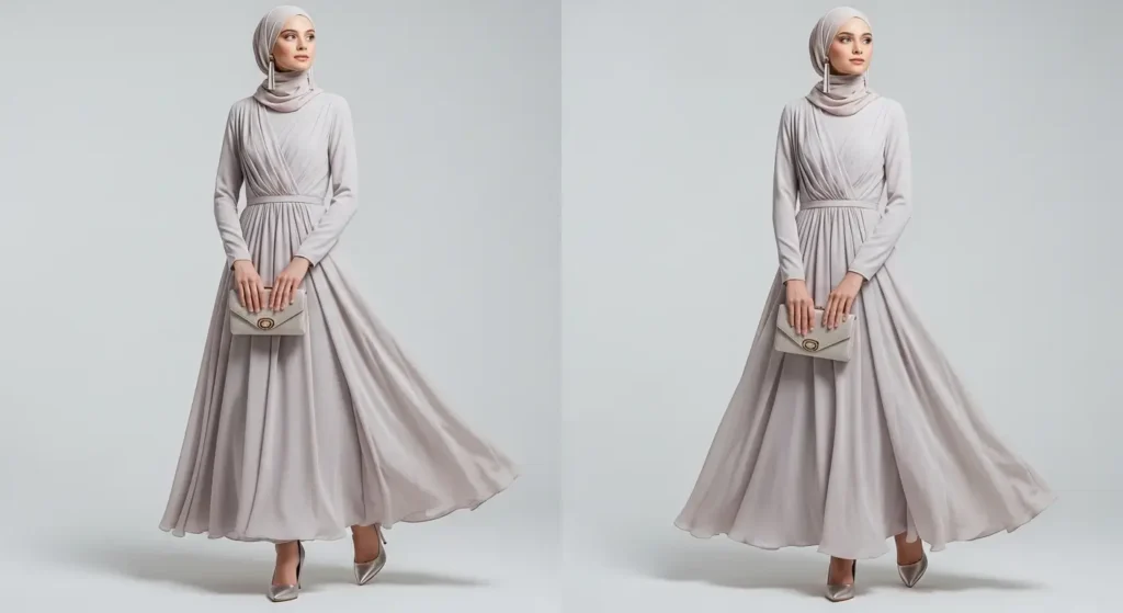 أفضل طرق تنسيق فساتين سواريه محجبات مع الإكسسوارات فستان سواريه محجبات مع حذاء وحقيبة وإكسسوارات