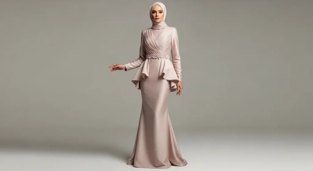 فستان سواريه بحزام يناسب الجسم المستطيل أفضل فساتين سواريه محجبات للجسم المستطيل