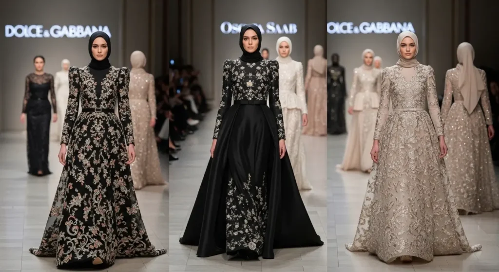عروض الأزياء العالمية وفساتين السواريه للمحجبات فساتين محجبات من أشهر مصممي الأزياء العالميين