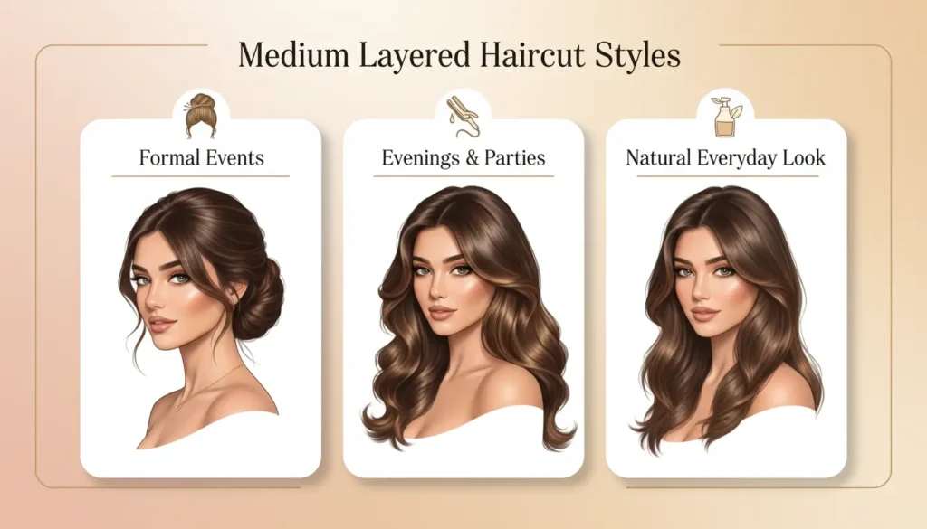 قصات شعر متوسط مدرج للمناسبات