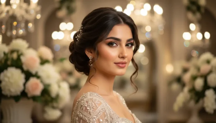 تسريحات شعر للاعراس لعروس جميلة بإطلالة فاخرة