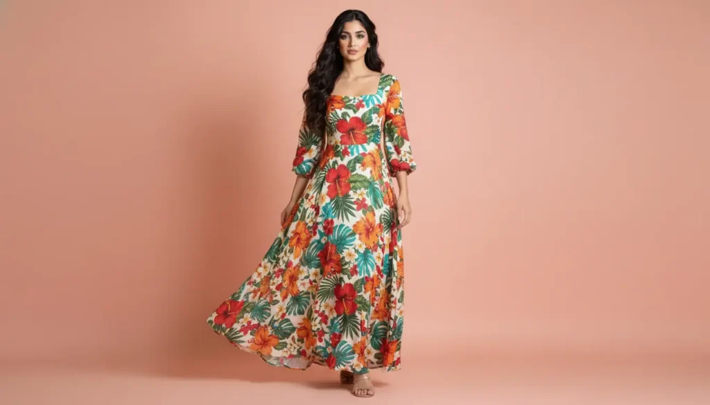 كيف تختارين فستان صيفي بنقشة زهور لإطلالة أنثوية جريئة فستان صيفي بنقشة زهور