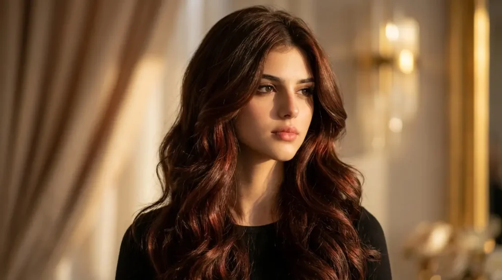 أفضل طرق اختيار لون شعر بني شوكولاتة لإطلالة جذابة لون شعر غني بني شوكولاتة يبرز الجمال والدفء الطبيعي
