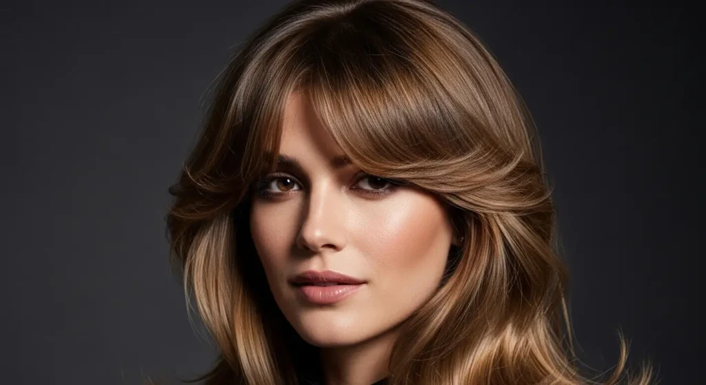 القصة المدرجة مع الغرة الجانبية تمنح شعرك أنوثة وحيوية أسلوب شبابي وأنيق للشعر الطويل مع غرة جانبية ناعمة