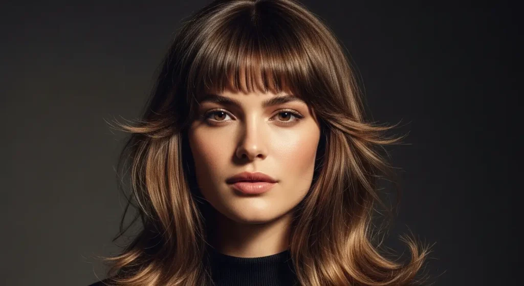 القصة المدرجة مع الغرة القصيرة تمنح شعرك إطلالة جريئة وأنثوية أسلوب شبابي وجريء للشعر الطويل مع طبقات وغرة قصيرة