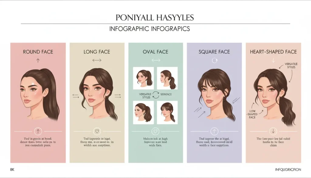 تسريحات ذيل الحصان حسب شكل الوجه