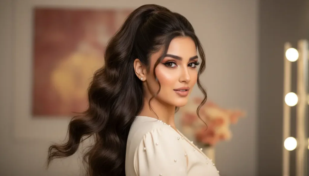 تسريحة ذيل الحصان المرتفعة بإطلالة شبابية