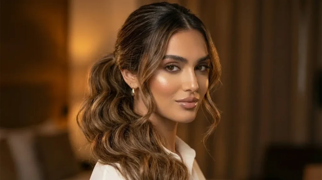 تسريحات ذيل الحصان المموجة لإطلالة أنثوية ناعمة