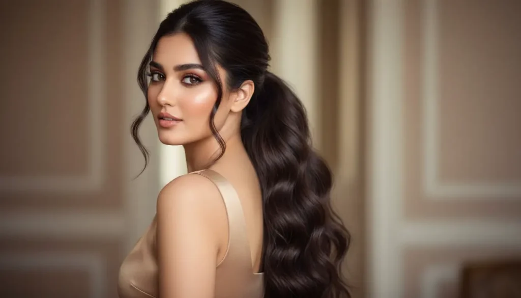 تسريحات ذيل الحصان للشعر الطويل بمظهر أنيق