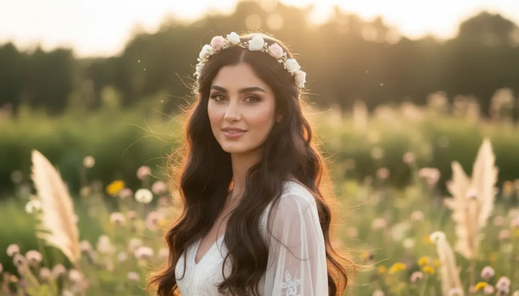 أروع التسريحات المنسدلة للعروس بإطلالة حالمة وأنثوية تسريحة شعر منسدلة لعروس بإطلالة طبيعية جذابة