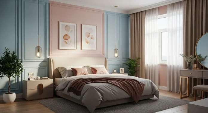 دهانات لغرف نوم المتزوجين لتعزيز الراحة والرومانسية