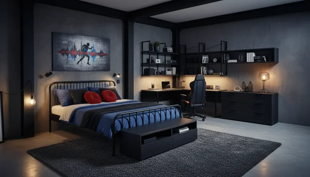 غرفة نوم شبابية عملية وإبداعية لمساحة ديناميكية تصميم غرفة نوم شبابية بلمسات الإبداعية الشخصية