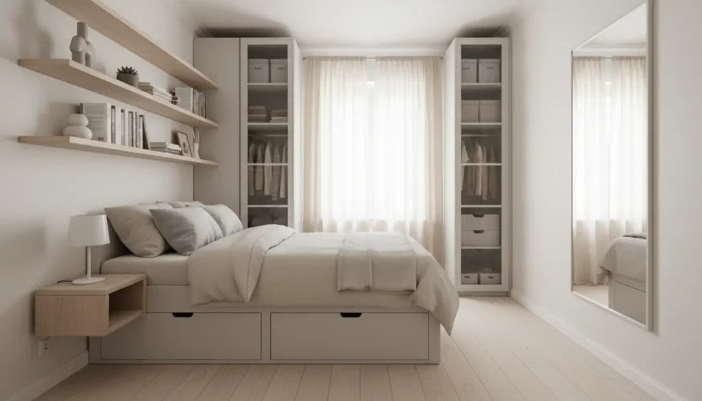 غرف نوم صغيرة مع الأثاث متعدد الوظائف إلى اللمسات الإبداعية العصرية غرف نوم صغيرة بأفكار عملية وإبداعية لمساحة أكبر