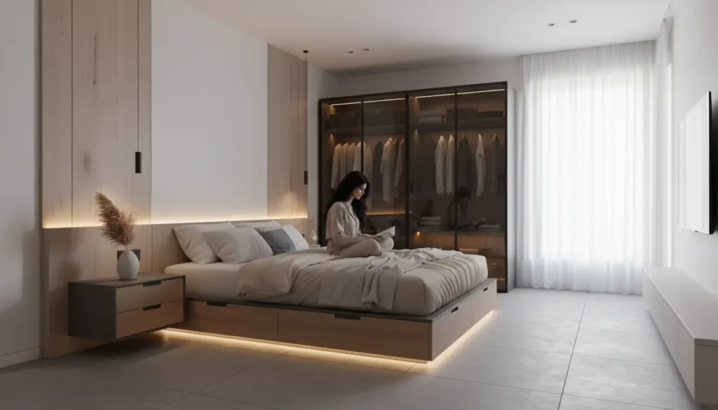 أفكار غرف نوم عصرية بأثاث ذكي ولمسة أنيقة حديثة غرفة نوم حديثة بألوان محايدة وتصميم بسيط