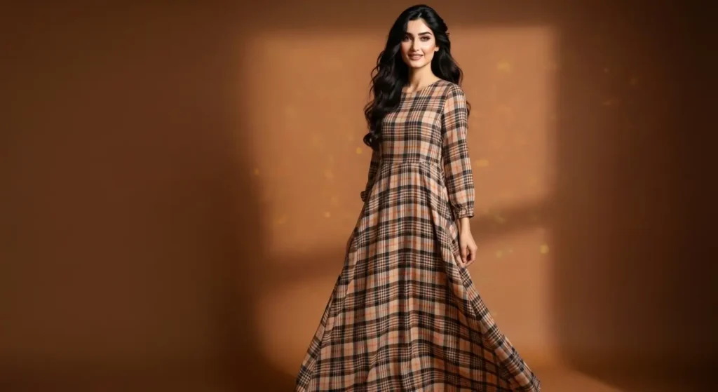 فستان ماكسي كاروهات بإطلالة شتوية عصرية تجمع بين الدفء والأناقة فستان ماكسي كاروهات يمنحك إطلالة شتوية أنيقة ودافئة