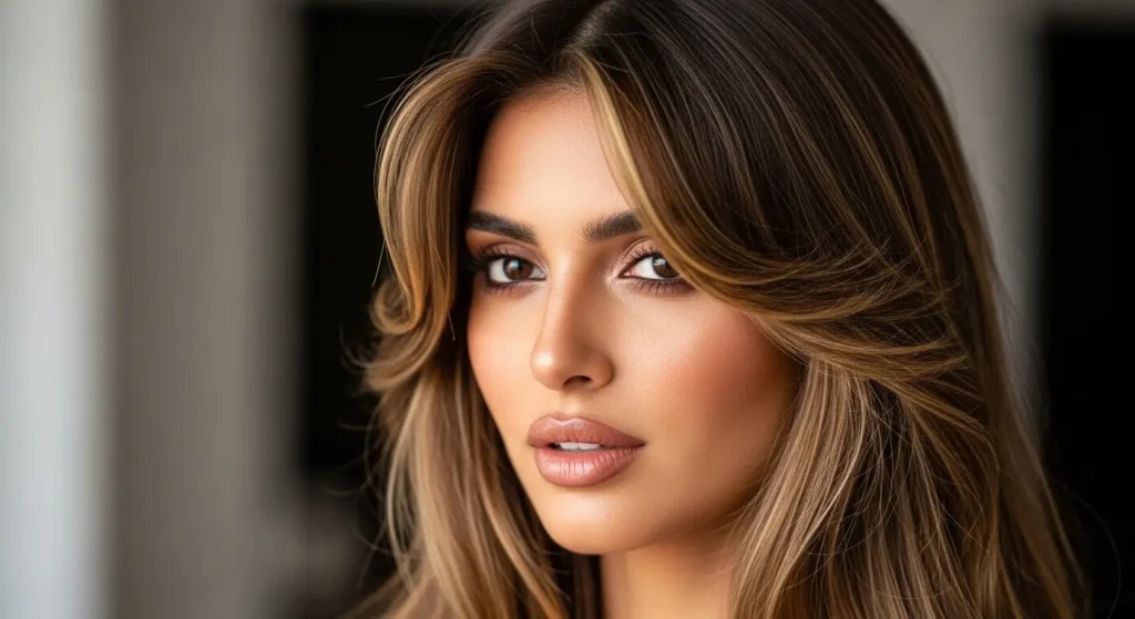 قصات شعر مدرج طويل بخصلات الوجه لإبراز الجمال قصات شعر مدرج طويل بخصلات تحيط الوجه بنعومة