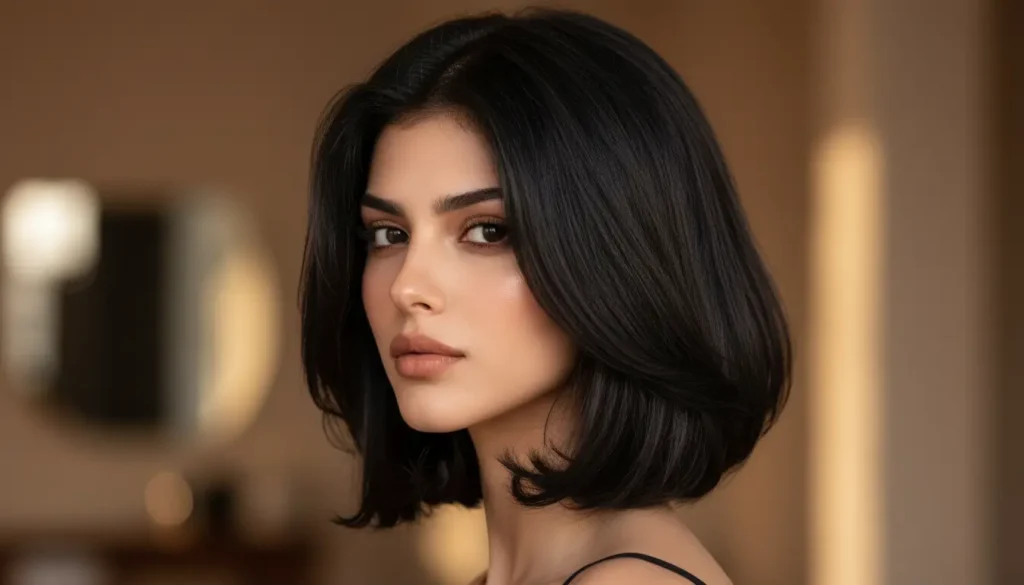 البوب المائل المدرج للوجوه المستطيلة والمربعة تسريحة قصيرة رائعة تدرجات الشعر في البوب المائل المدرج تبرز جمال الفك والخدود