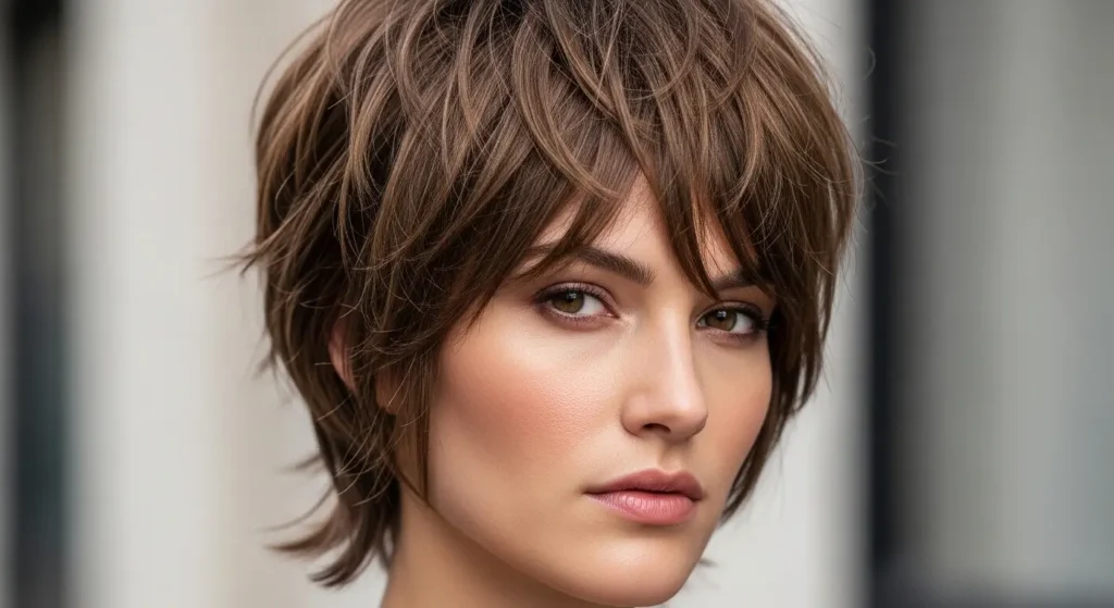 المدرج الحاد للنساء تسريحة قصيرة قوية وعصرية تعكس الثقة تدرجات الشعر الحادة تضيف حركة ديناميكية ومظهر مميز