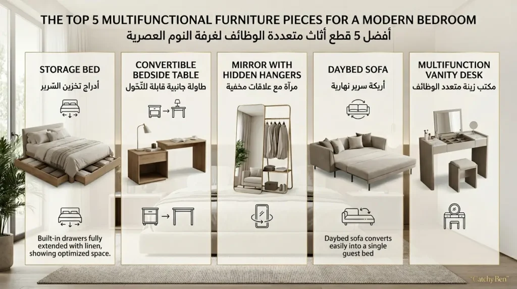 الأثاث متعدد الوظائف (Multifunctional Furniture) أساس غرف نوم حديثة في المساحات الصغيرة