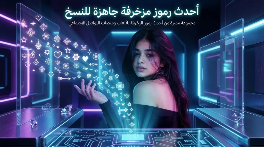 أحدث رموز زخرفة جاهزة للنسخ للألعاب ومنصات التواصل الاجتماعي رموز زخرفية حديثة مضيئة بتصميم رقمي احترافي
