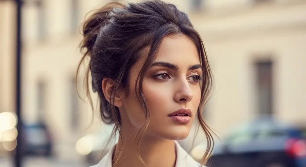 تسريحات الشعر المرفوعة الفوضوية تمنح إطلالة طبيعية وعفوية تسريحات الشعر الفوضوية مرفوعة مع خصلات متدلية ناعمة