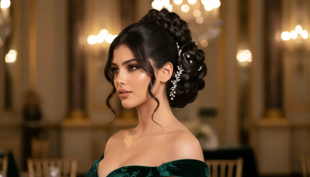 تسريحات مرفوعة للحفلات تمنح إطلالة فخمة وراقية ولافتة تسريحات مرفوعة للحفلات مع كعكات مزينة وإكسسوارات براقة