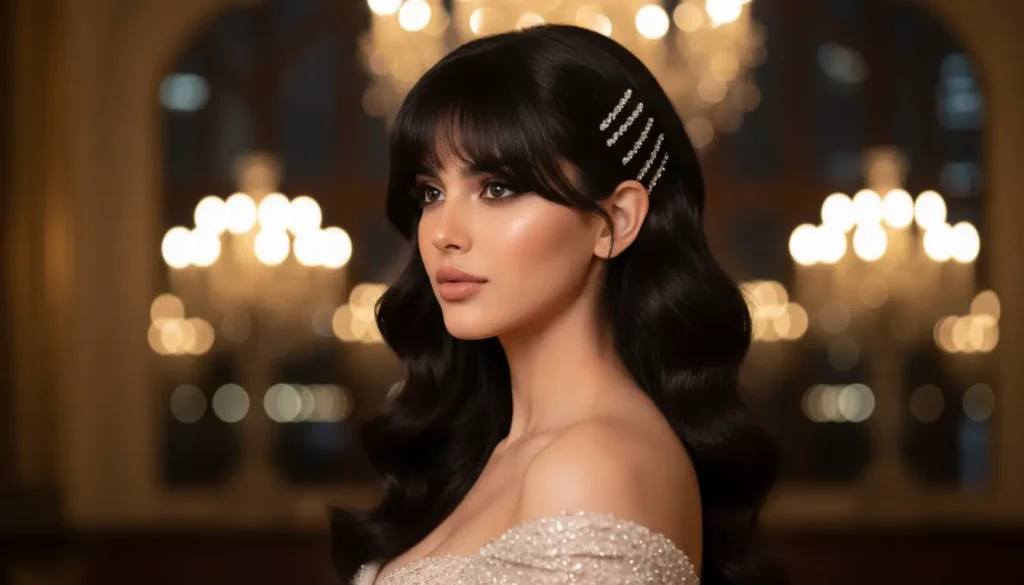 تسريحة جانبية مع غرة تمنح إطلالة أنثوية فاخرة وجذابة شعر جانبي مع غرة وتموجات ناعمة لمظهر أنيق