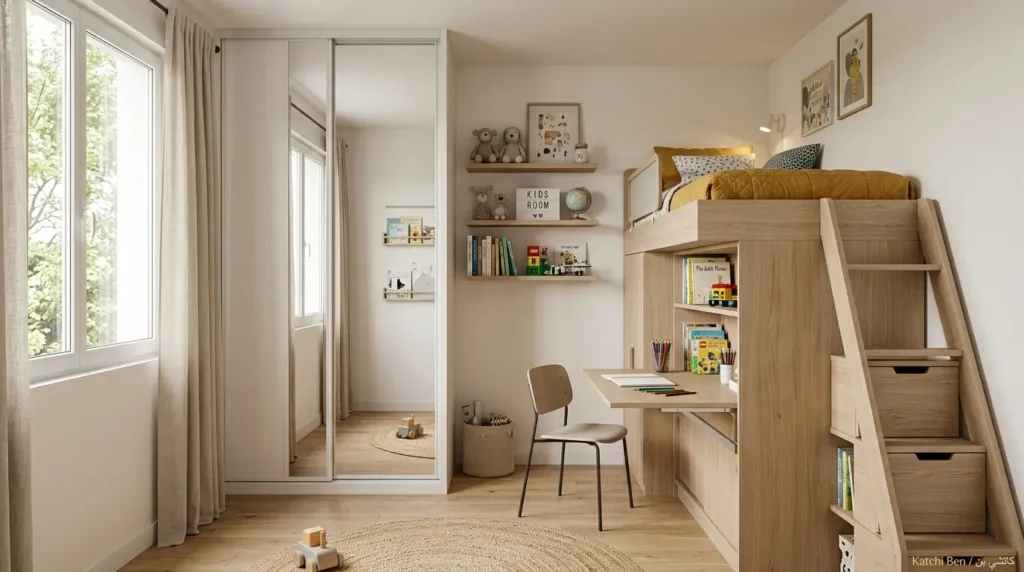 حلول ذكية للمساحات الصغيرة في غرف نوم اطفال بتصميم عملي مبتكر حلول مبتكرة لتوسيع غرف نوم اطفال الصغيرة بسهولة