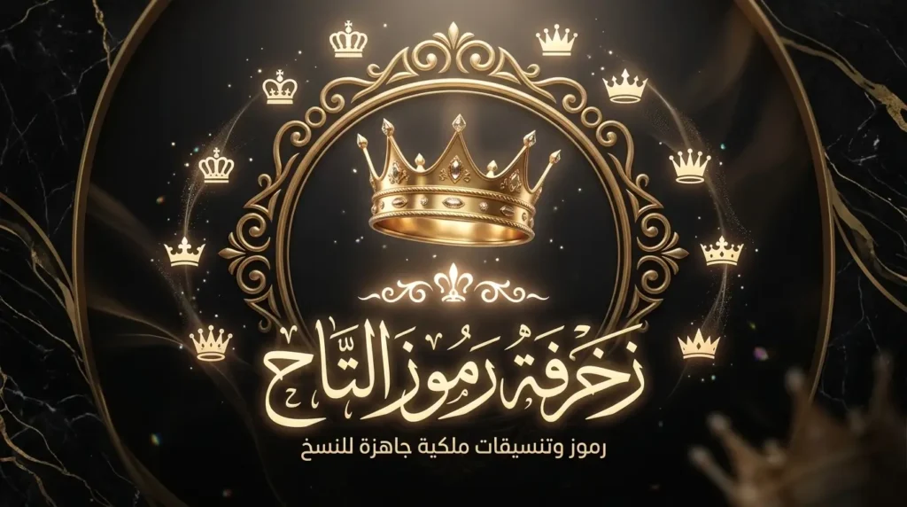 زخرفة رموز تاج جاهزة للنسخ بتصاميم ملكية فاخرة ومميزة زخرفة رموز تاج ملكية جاهزة للنسخ للأسماء والألعاب