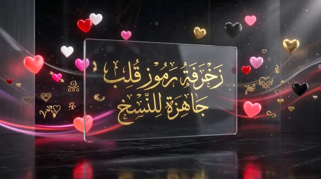 زخرفة رموز قلب جاهزة للنسخ مع قلوب مزخرفة وأشكال أنيقة زخرفة رموز قلب جاهزة للنسخ بتصميم فاخر وعصري