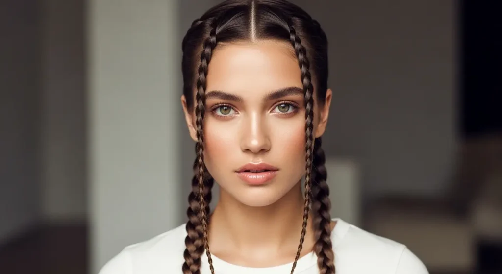 إطلالة ضفائر مزدوجة للشعر الطويل تجمع بين العملية والأناقة ضفائر مزدوجة تمنح الشعر مظهراً مرتباً وعصرياً ومريحاً