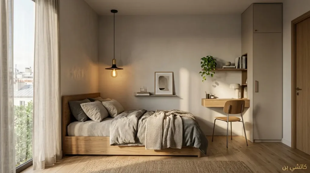 تصميم غرف نوم مودرن بسرير في الزاوية لتوفير مساحة ذكية غرف نوم مودرن سرير في الزاوية لتوفير مساحة تصميم ذكي جدا