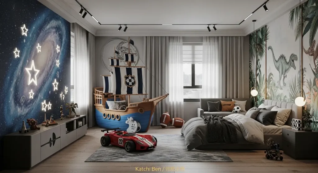 تصميم غرفة أولاد بطابع مغامرة وفضاء وخيال واسع وجذاب غرفة أطفال أولاد مغامرة تحفز الخيال والإبداع باستمرار