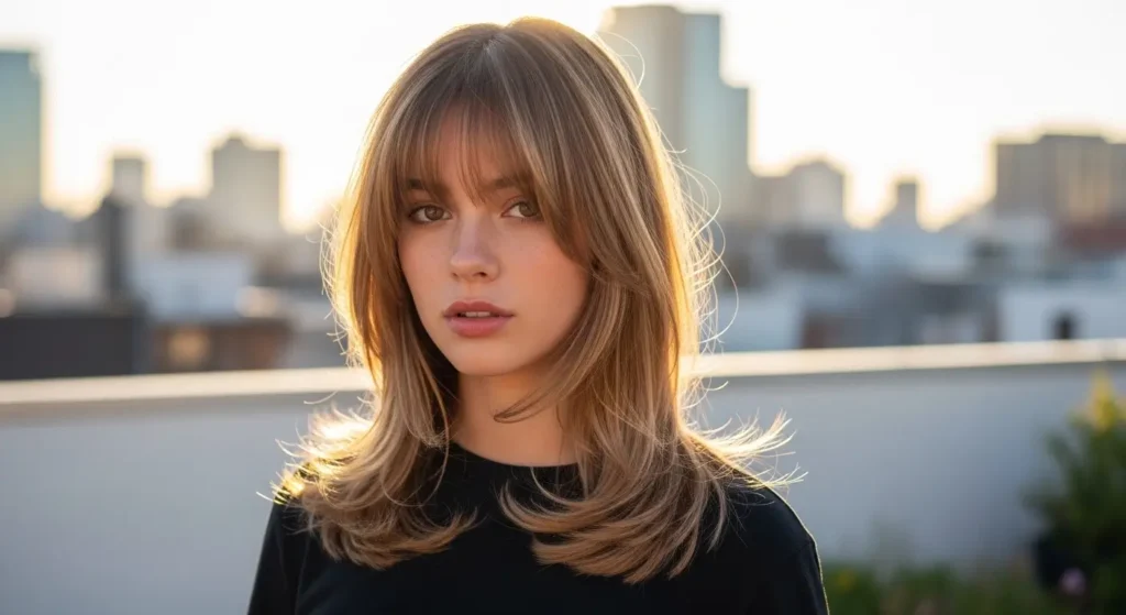 أفضل قصات متوسط الطول مع الغرة لإطلالة أنثوية عصرية قصات متوسط الطول بطبقات ناعمة مع غرة خفيفة جذابة