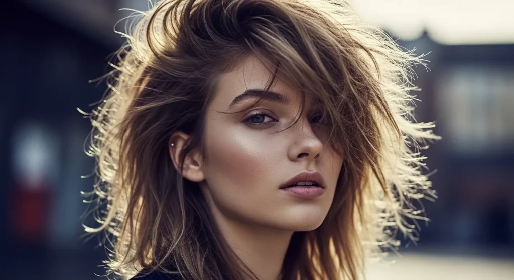 إطلالة وولف كات عصرية بطبقات كثيفة وحجم لافت قصة وولف كات بطبقات كثيفة وحركة طبيعية جذابة