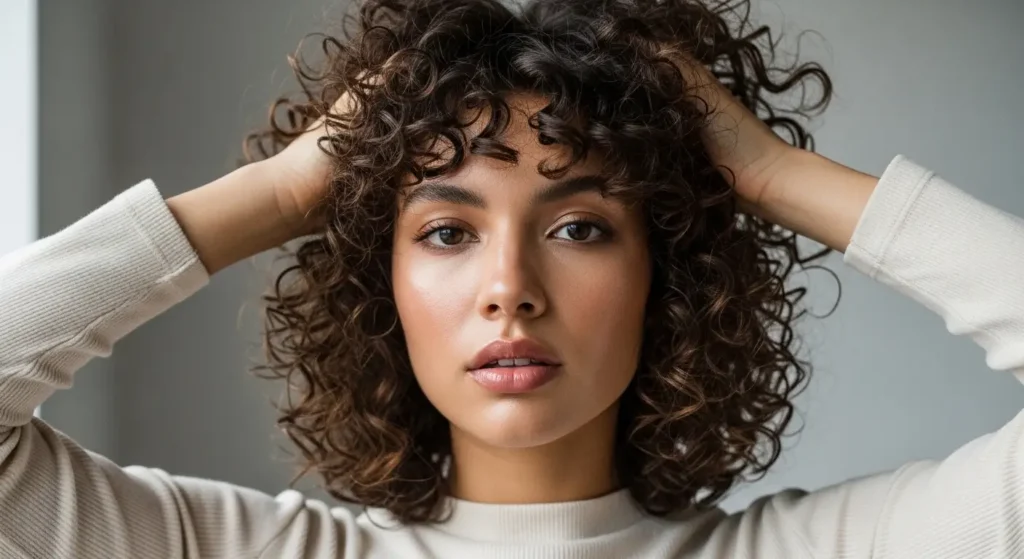 إطلالة كيرلي متوسط الطول للشعر المجعد تمنح حجم وحيوية واضحة كيرلي متوسط الطول يمنح الشعر حجم وحركة طبيعية جذابة